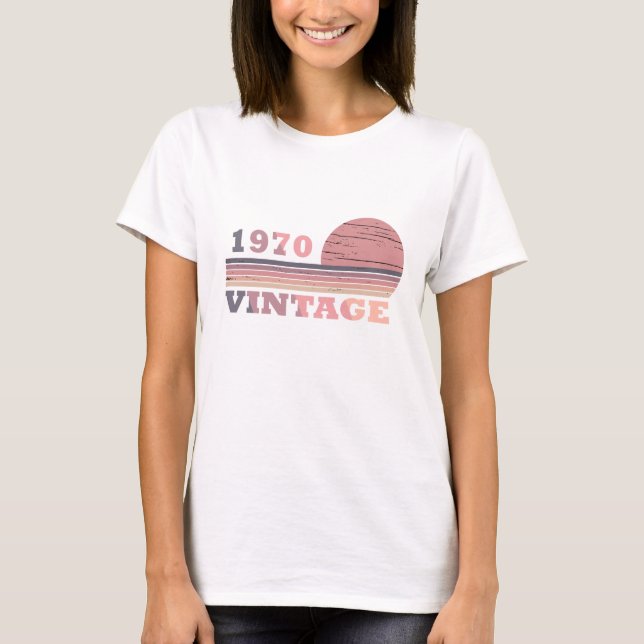 Camiseta Nascer em presente de aniversário de 1970 (Frente)