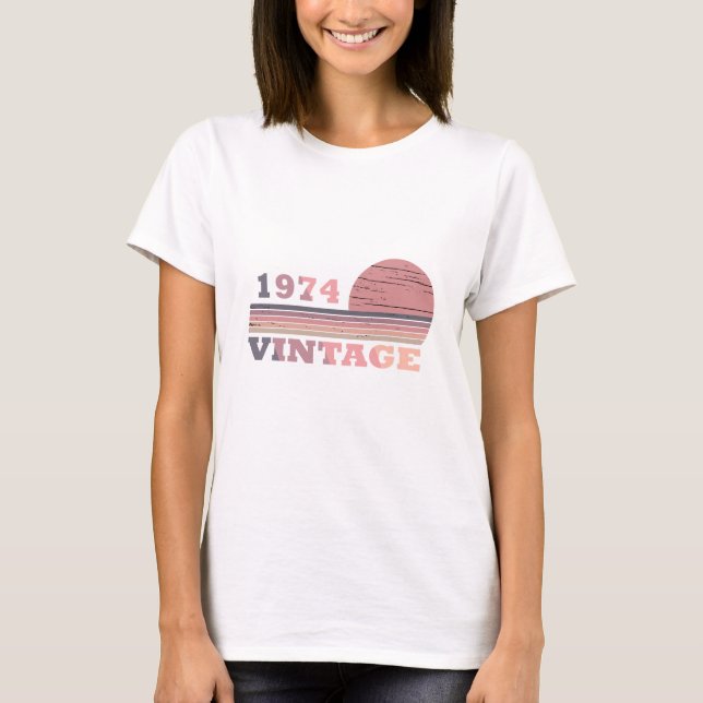 Camiseta nascer em presente de aniversário de 1974 (Frente)