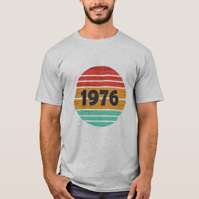 Camiseta Nascer em presente de aniversário de 1976 (Frente)