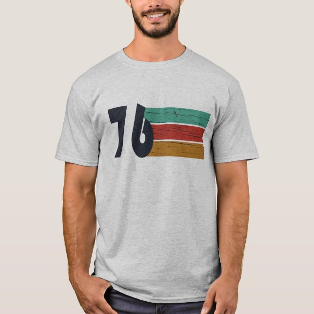 Camiseta Nascer em presente de aniversário de 1976 (Frente)