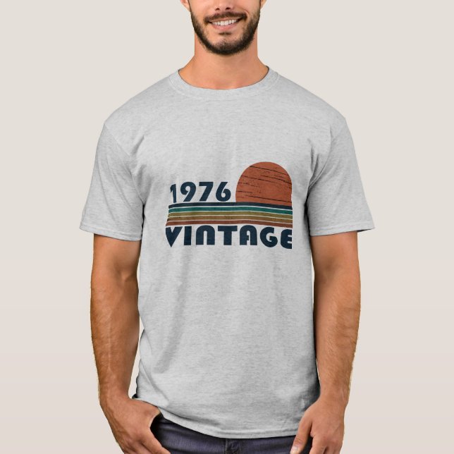Camiseta Nascer em presente de aniversário de 1976 (Frente)