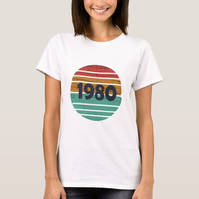 Camiseta Nascer em presente de aniversário de 1980 (Frente)