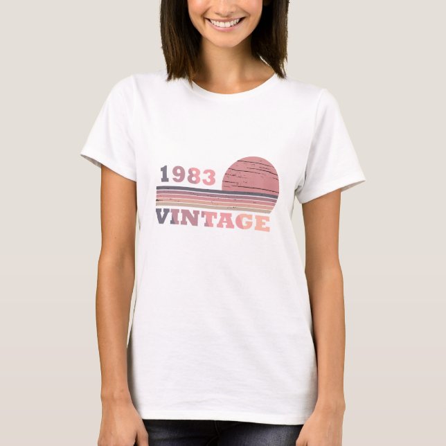 Camiseta nascer em presente de aniversário de 1983 (Frente)