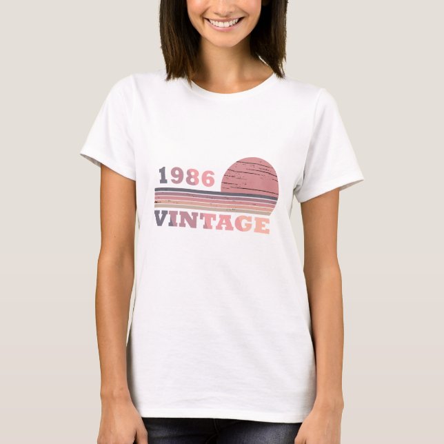 Camiseta nascer em presente de aniversário de 1986 (Frente)