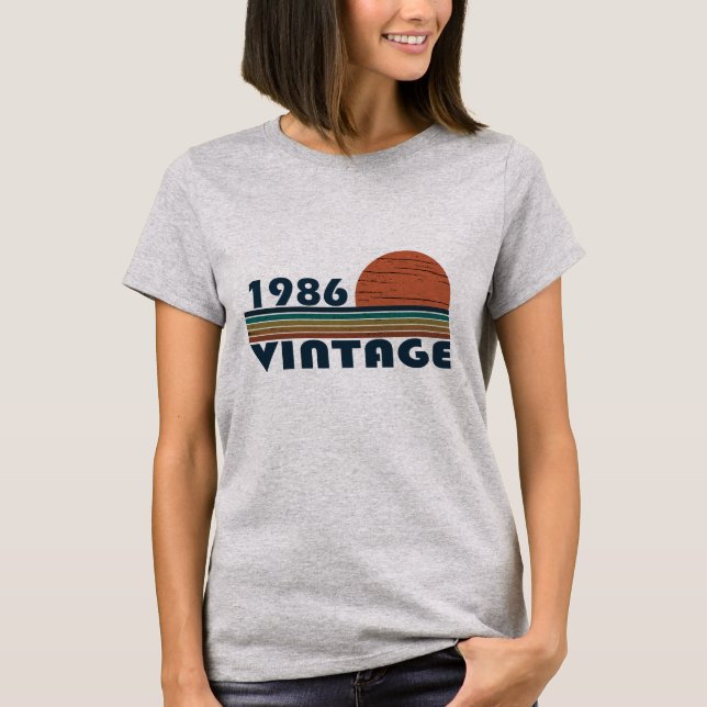 Camiseta nascer em presente de aniversário de 1986 (Frente)
