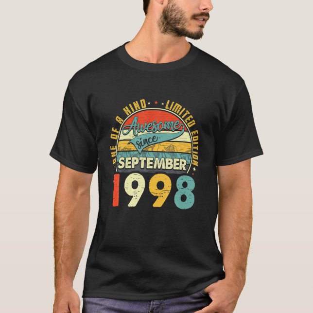 Camiseta Nascer Em Setembro De 1998 23º Presente De Anivers (Frente)