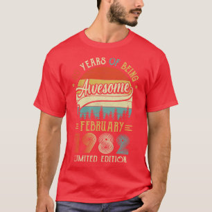 Camiseta Nascer Fevereiro De 1982 aniversário de 40 anos Fe