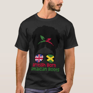 Camiseta Nascer jamaicano-jamaicano britânico raízes afro-m