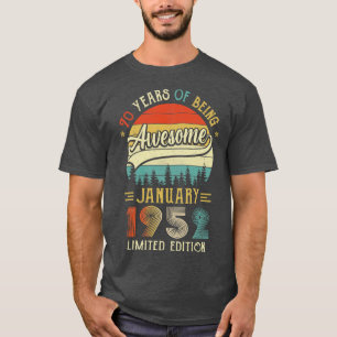 Camiseta Nascer Janeiro De 1952 Aniversário 70 Feito Em 195