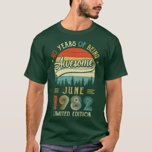 Camiseta Nascer Junho De 1982 aniversário de 40 anos Feita