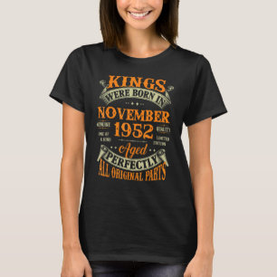 Camiseta Nascer Mens 70 Birthday Kings Em Novembro De 1952 