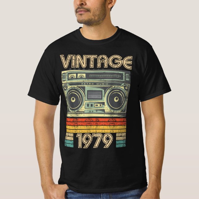 Camiseta Nascer Na Rádio Retro De 1979, Presente De Anivers (Frente)