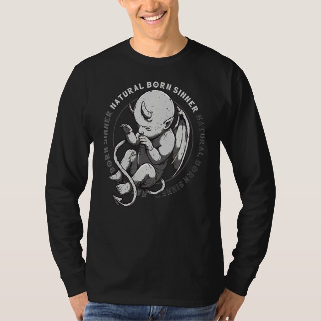 Camiseta Nascer Natural Sner Devil Baby Grunge Gótico Emo P (Frente)