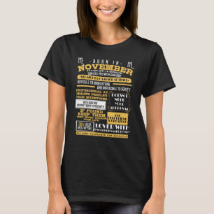 Camiseta Nascer no aniversário de Scorpio Horoscope em nove