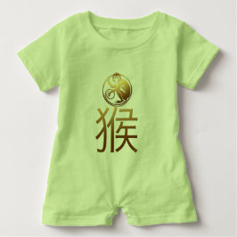 Camiseta Nascer no bebê verde do ano 2016 do macaco