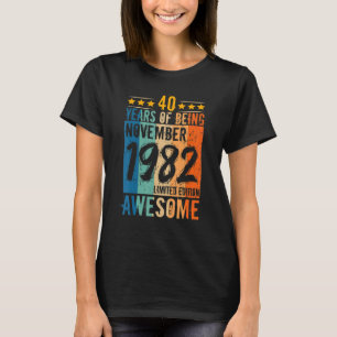 Camiseta Nascer Novembro De 1982 40 Anos De Estágio