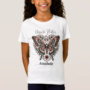 Camiseta Nascer para borboleta branca de borboleta de flaut