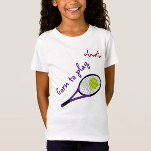 Camiseta Nascer para jogar, Tênis Ball e Racquet, Personali