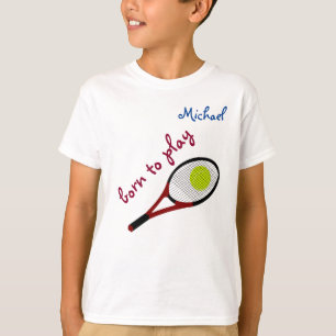 Camiseta Nascer para jogar, Tênis Ball e Racquet, Personali