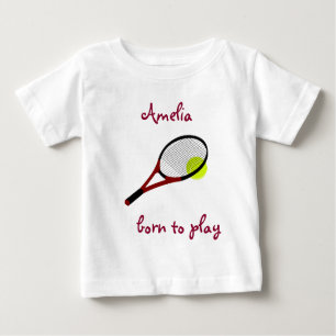 Camiseta Nascer para jogar, Tênis Ball e Racquet, Personali
