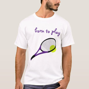Camiseta Nascer para jogar, Tênis Ball e Racquet, Trendy Ch