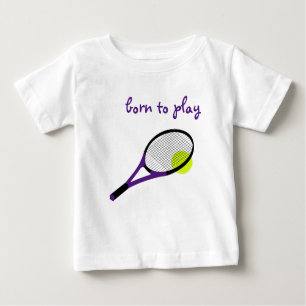 Camiseta Nascer para jogar, Tênis Ball e Racquet, Trendy Ch