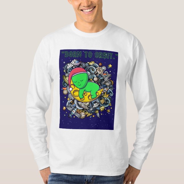 Camiseta nascer para órbita alienígena dormindo (Frente)