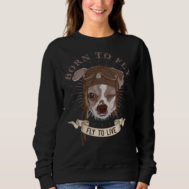 Camiseta Nascer Piloto De Cão Chihuahua Estimulado Vintage  (Frente)