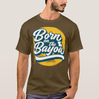 Camiseta Nascer retrô da arte Bayou Word Louisi