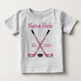 Camiseta Nascer Rosa de Ano do Nome da Menina de Hockey Per