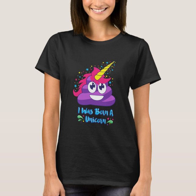 Camiseta Nascer um unicórnio (tombadilho Emoji) (Frente)