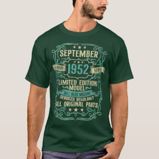 Camiseta nascer Vintage De 70 Anos Em Setembro De 1952 70 B