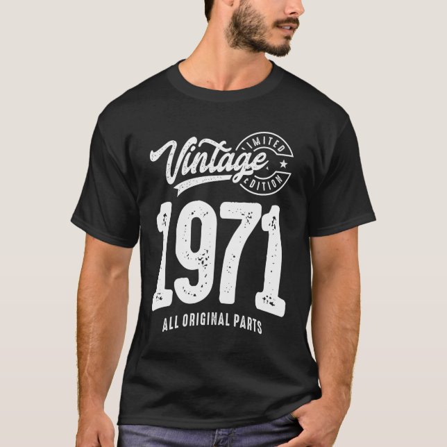 Camiseta Nascer Vintage em 1971 - 51ruas Aniversário Clássi (Frente)