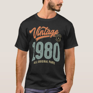 Camiseta Nascer Vintage em 1980 - 42º Aniversário Retro Cla