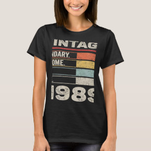 Camiseta Nascer Vintage Em 1989, 33 Anos De Idade