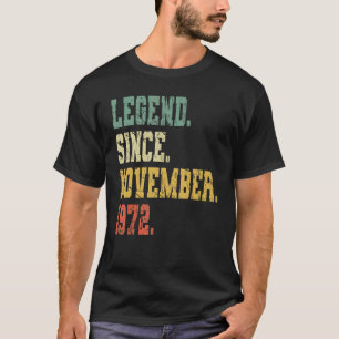 Camiseta Nascer Vintage Em Novembro De 1972 Homens Mulheres