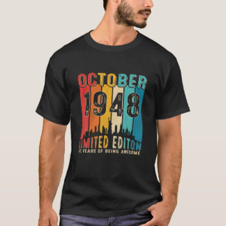 Camiseta Nascer Vintage Em Outubro De 1948 73º Aniversário