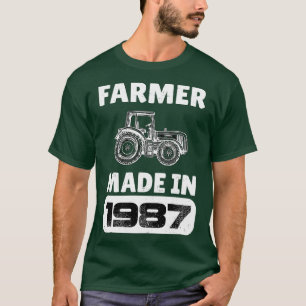 Camiseta Nascer Vintage Farmer Em 1987, 36 Anos, Pais D