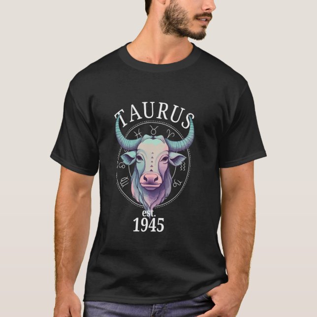 Camiseta Nascer Zodiac Taurus Bull em 1945 (Frente)