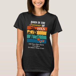 Camiseta Nascida no Verão 19xx 20xx Adicionar Mensagem do T