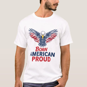 Camiseta Nascido Americano Orgulhoso Patriótico Águia Bande