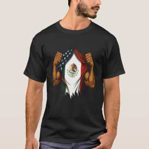 Camiseta Nascido Americano Raízes Mexicanas Bandeira Orgulh