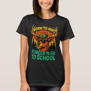 Camiseta Nascido Caça Forçado Ir Para Escola Menino Camo Ve
