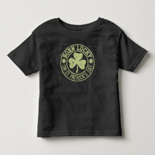 Camiseta Nascido com Sorte no Dia de São Patrício Aniversár