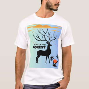 Camiseta Nascido da Floresta – Silhueta de Veado Místico Na