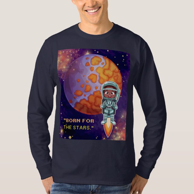 Camiseta Nascido das estrelas, astronauta (Frente)