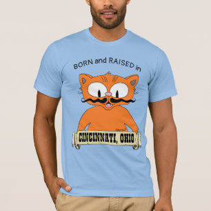 Camiseta NASCIDO e CRIADO em CINCINNATI, OHIO Gato Bigode