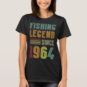 Camiseta Nascido Em 1964 Aniversário Pescador Retro Vintage