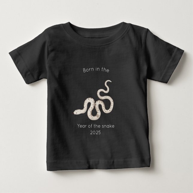 Camiseta Nascido no Ano da Serpente Preto (Frente)