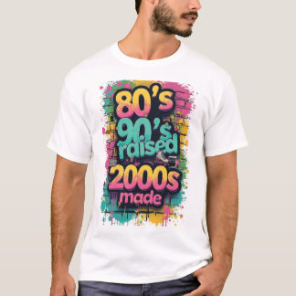 Camiseta Nascido nos anos 80, Criado nos anos 90, Feito nos
